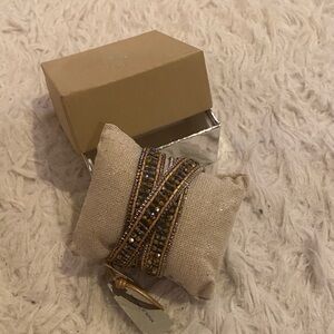 Chic Brown and Gold Beaded Wrap Bracelet